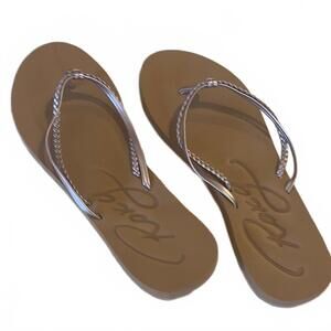 Stylish Brown and Rose‎ Gold Flip Flops